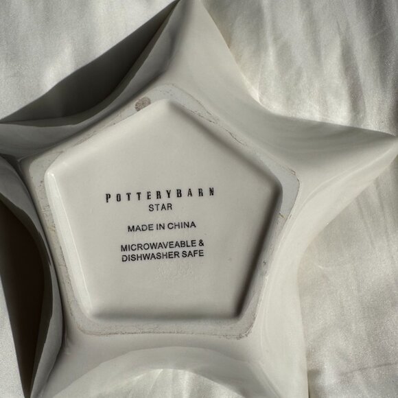 EUC, Pottery Barn Star Shape Serving Dish, Ceramic, Cream with Brown Trim, 7 in. - Picture 8 of 9